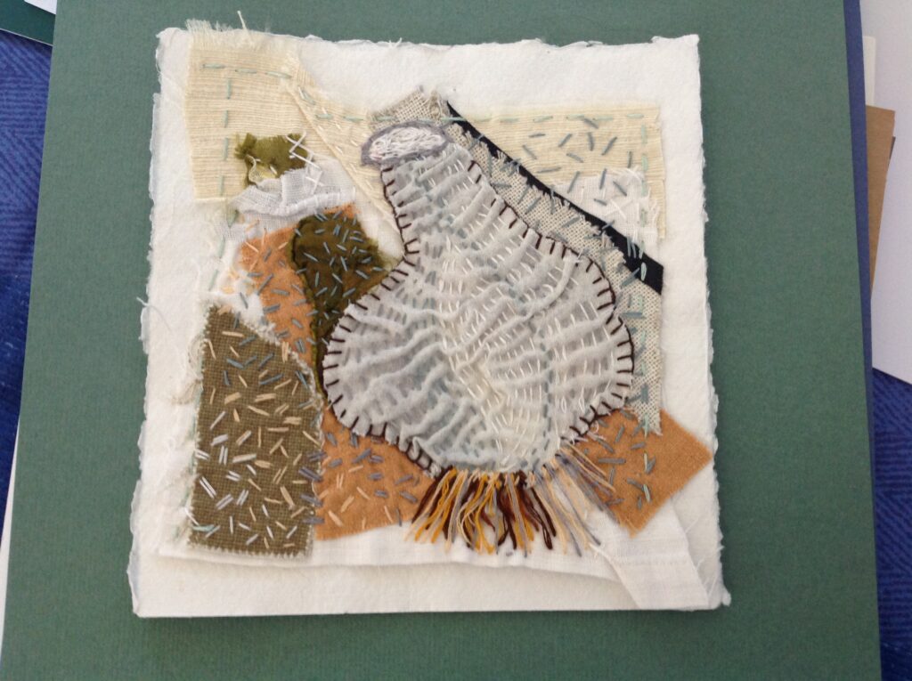 Garlic - fabric collage and embroidery